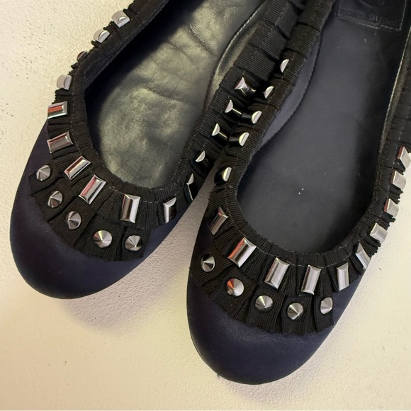Tory Burch Erin Grosgrain Ribbon Studded Satin Flats – Size 8 - Picture 3 of 7